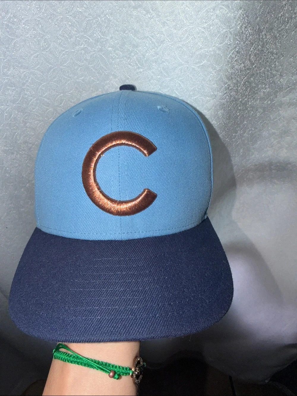 CUBS Light Blue and Navy Baseball Cap with Copper 'C' Accent
